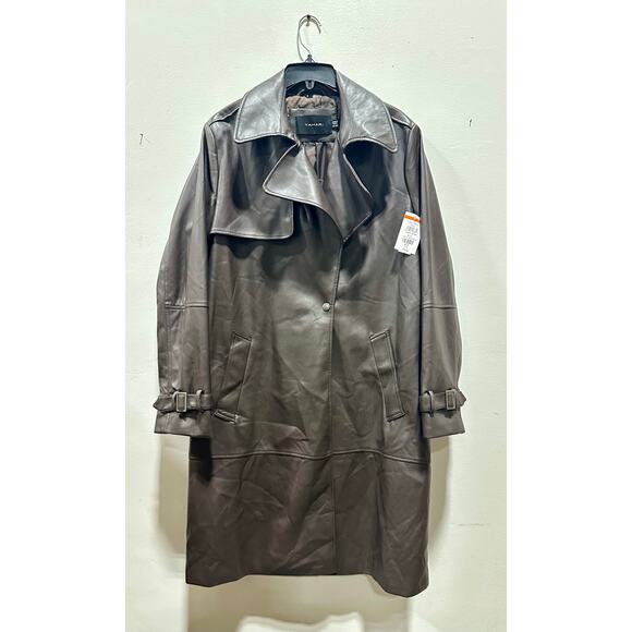 Tahari Women Faux Leather Trench Coat - Picture 2 of 6